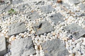 White pebbles on decorative ground
