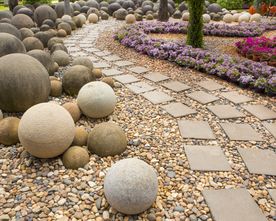 Decorative sand stone on a modern patio